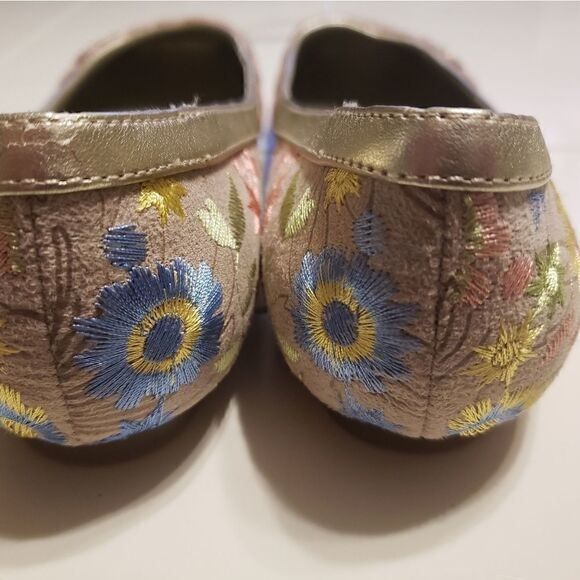 Rialto Gold and Pink Floral Flats - Picture 4 of 5
